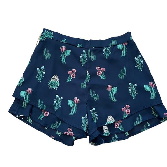 PPLA Tween Girls Lizzy Woven Navy Short Cactus Print M 10/12 - Picture 1 of 7